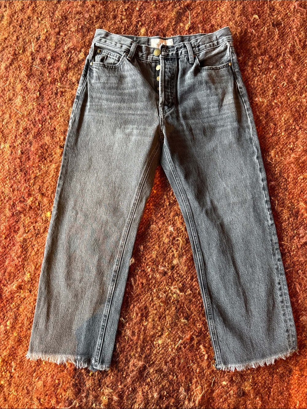 THE GREAT. Men's Straight Gray Washed Jeans